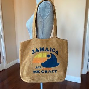 Jamaica me crazy jute beach tote bag